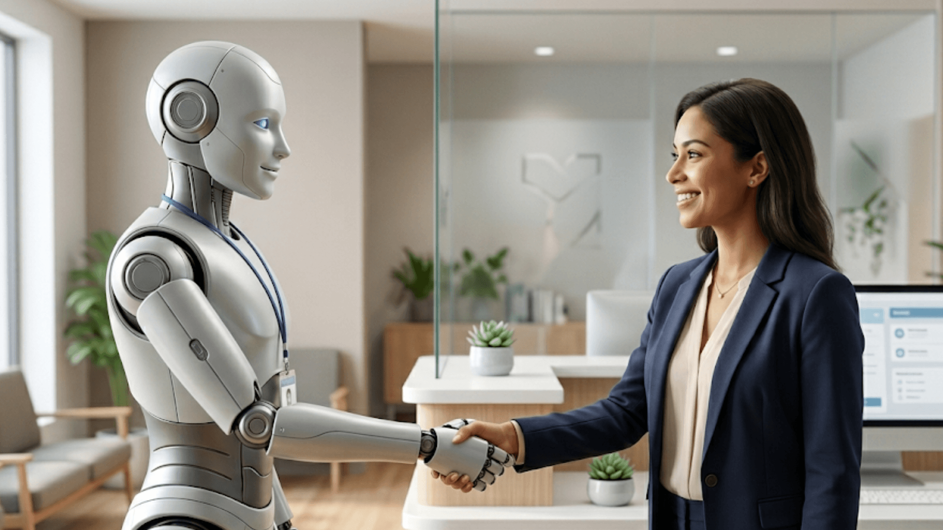 Recepcionista e assistente de IA na clínica